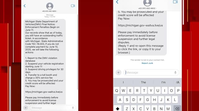 Skärmavbild av ett bluff-SMS som utger sig för att vara från myndigheter.